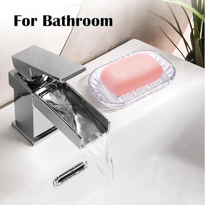 AMUONTY 2-Pack Soap Dish Holder for Bar Soap, Bathroom Soap Dishes Soap Holder, Soap Saver Dry Stop Mushy Soap Tray for Shower Bathroom, Kitchen Sink,Clear-NeatNest