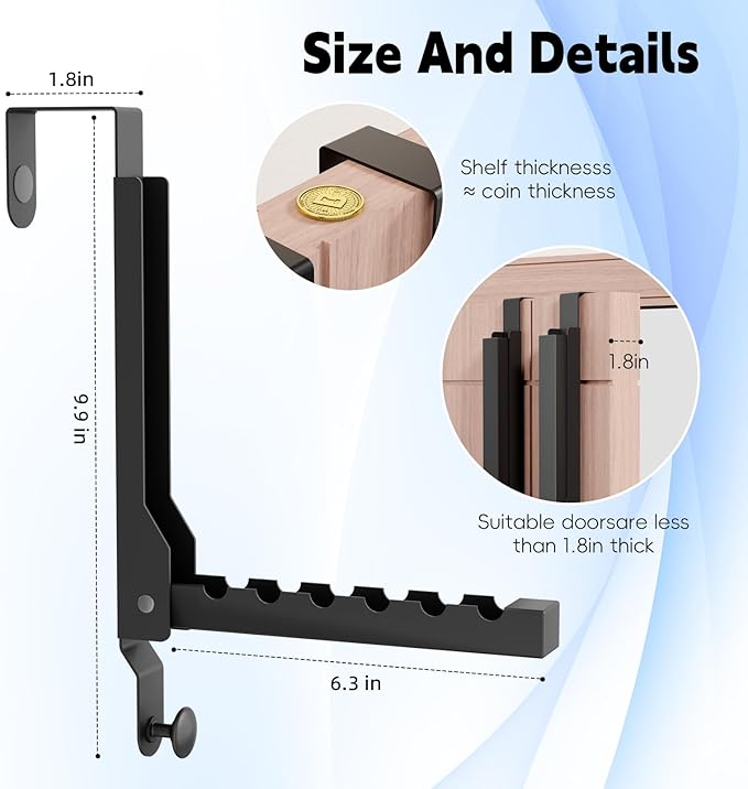 2 Packs Over The Door Drying Rack, Folding Over Door Hanger Hooks, Portable Space Saving Collapsible Coat Towel Racks for Laundry Room Bathroom Home Organization Travel Drying Storage (2Pack, Black)