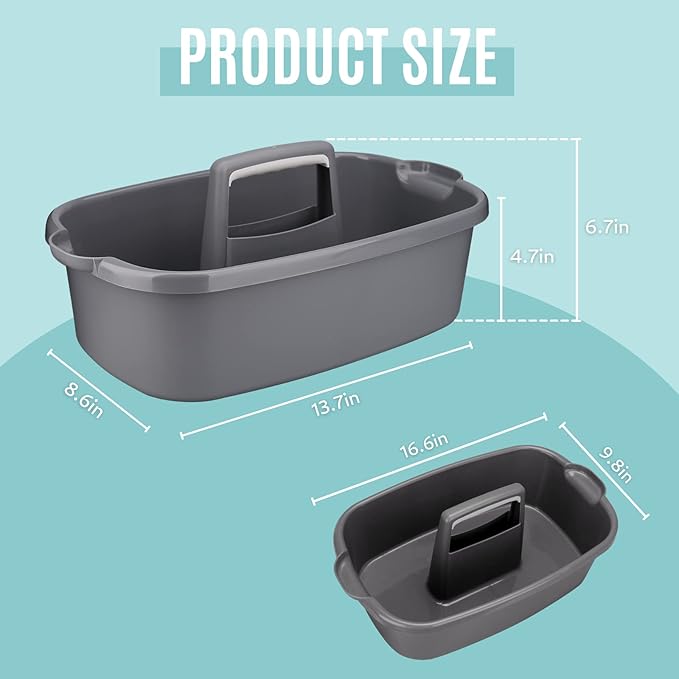 KeFanta Cleaning Supplies Caddy, Household Tools Organizer with Handle, Large Plastic Bucket, Portable Shower Basket Tote, Gray-NeatNest