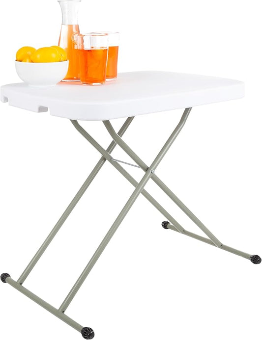 Everyday Home Folding Table - Lightweight Portable Folding Desk - Small Plastic Table for TV Tray, Playing Cards, and Craft Room (White)-NeatNest