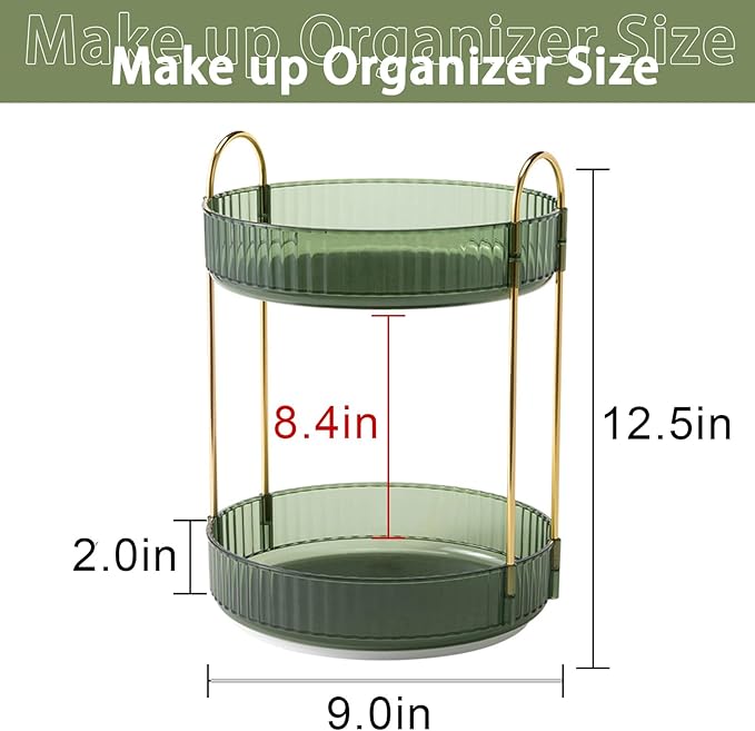 Rotating Makeup Organizer for Vanity, High-Capacity Skincare Clear Make Up Storage Perfume Organizers Cosmetic Dresser Organizer Countertop 360 Spinning (Purple, 3 Tier)-NeatNest