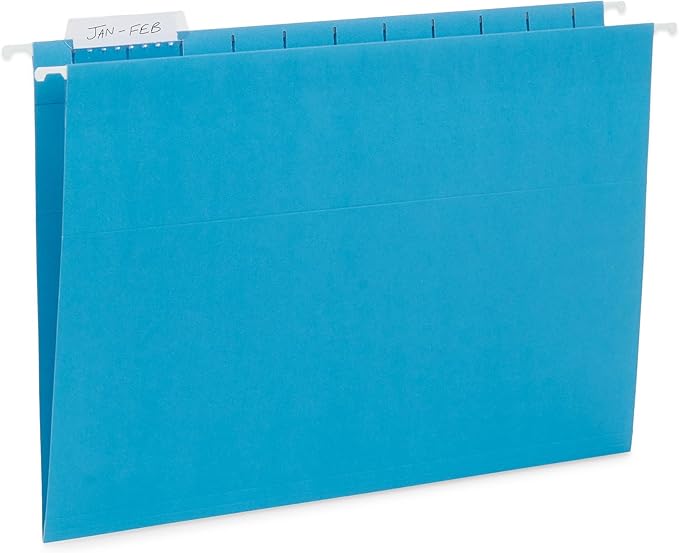 Blue Summit Supplies 25 Colored Hanging File Folders Letter Size with Tabs, Colored File Folders Hanging, Assorted Colors, Reinforced for Office Filing and Organization-NeatNest