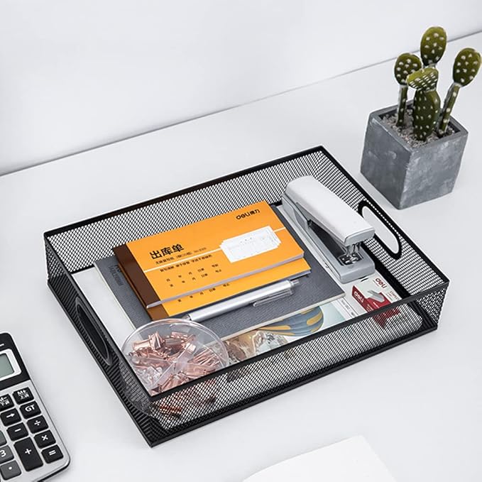 Desk Drawer Organizer, A4 Large Metal Mesh Desk Rrganizer Tray, Versatile Storage Box Set for Office Home Supplies,13 x 9 inches-NeatNest