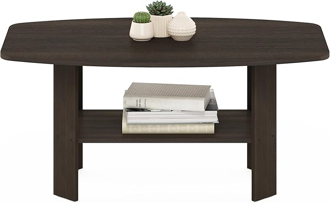 Furinno Simple Design Coffee Table, Dark Brown-NeatNest