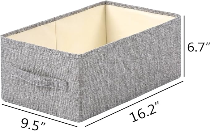 ALYER Collapsible Fabric Storage Organizer with Handles,Shelf Bins Box Container for Bedroom Office Closet Babies Nursery Toys Books Clothes (Gray,16.2" x 9.5" x 6.7")