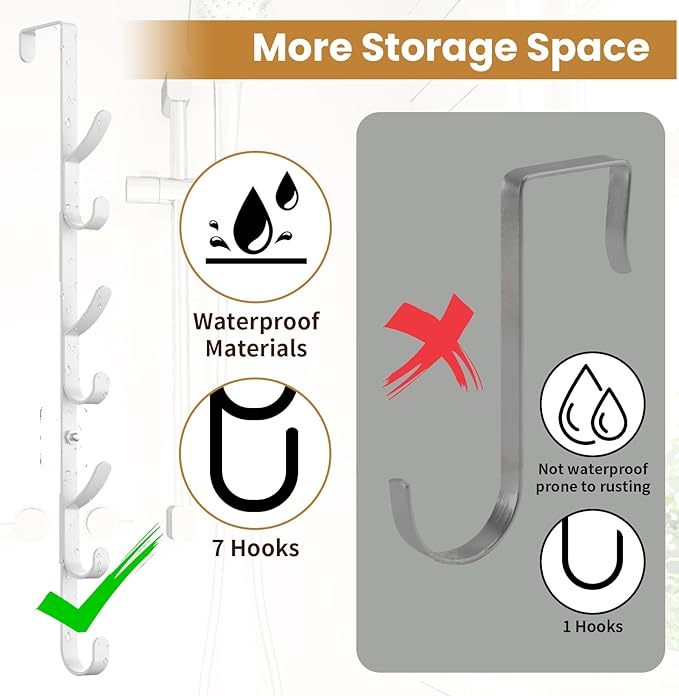 Over The Door Hooks, Metal Door Hooks for Hanging,Door Purse Organizer for Door Coat Hanger, Back of Shower for Hanging Towel Rack Clothes, Hat, Bathroom Bathroom Dorm Bedroom Closet (White-4Packs)