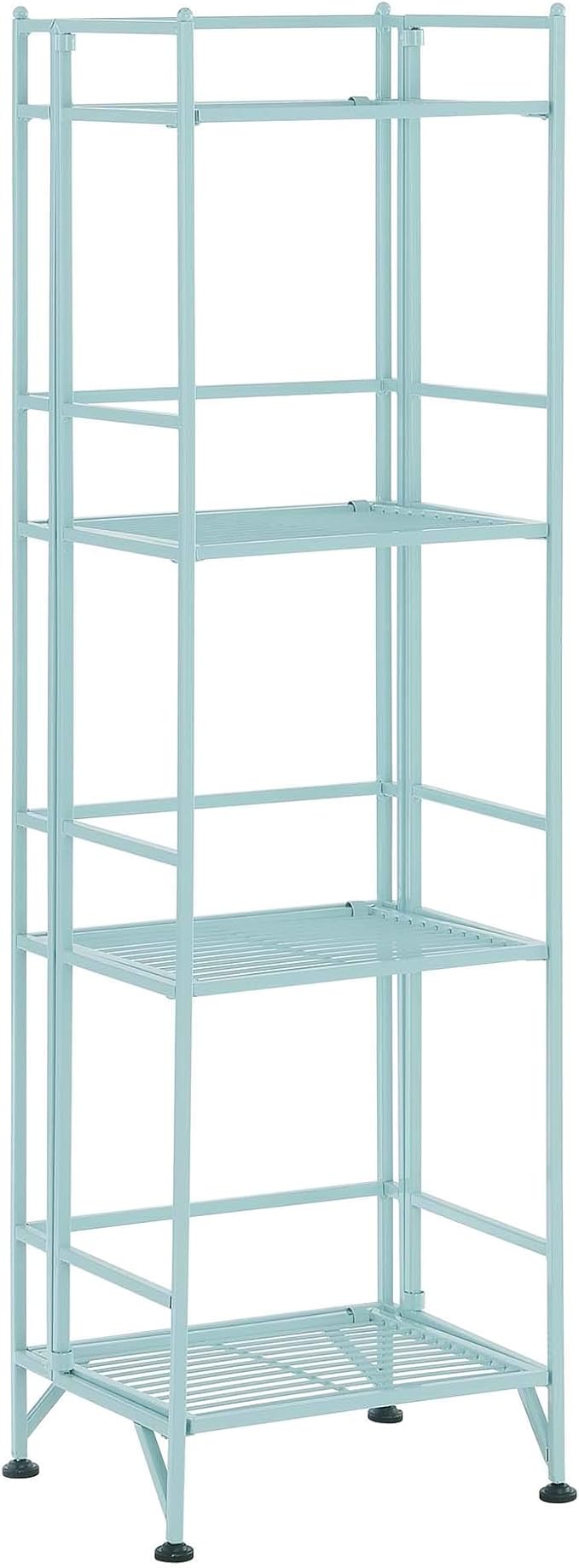 Convenience Concepts Xtra Storage 4-Tier Folding Metal Shelf, Seafoam, 13D x 11.25W x 45H in-NeatNest