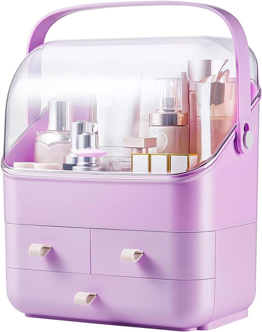 Large Makeup Organizer w Drawers Beauty Organizer Makeup Box Holder Vanity Organization Desk Countertop MakeUp Organizers Bathroom Counter Organizer Skincare Cosmetic Case Stand Dustproof Lid Gift-NeatNest