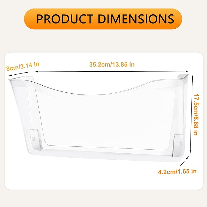 COSYAWN 3 Pack Clear Single Pocket Wall Mounted File Organizer, Plastic Hanging Wall File Holder, Clear Wall Mail Magazines Folder Organizer for School Home and Office-NeatNest