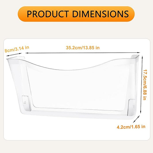 COSYAWN 3 Pack Clear Single Pocket Wall Mounted File Organizer, Plastic Hanging Wall File Holder, Clear Wall Mail Magazines Folder Organizer for School Home and Office-NeatNest