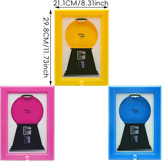 Gumball Machine，Photo Frame Candy Dispenser,For Candies, Nuts, Dog & Cat Treats, Hang on Wall, Birthday & Holiday Gift for All Ages.(Pink)-NeatNest