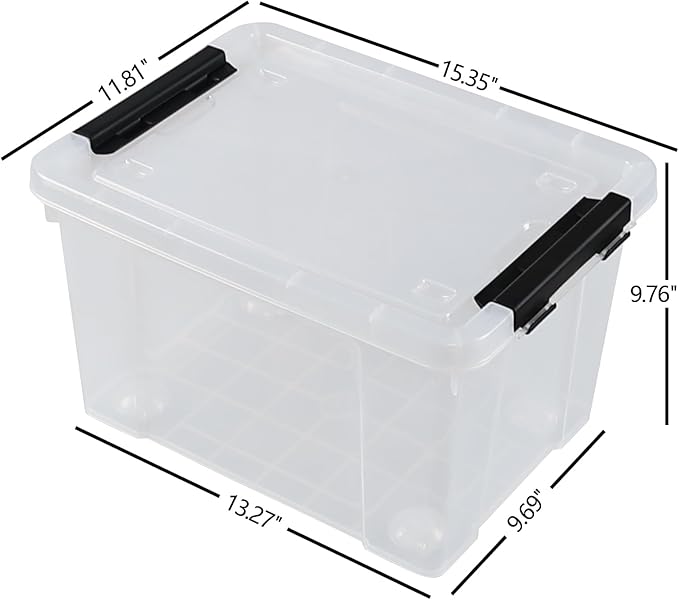 4-Pack 24 Quart Storage Box, Clear Plastic Storage Bin with Wheels