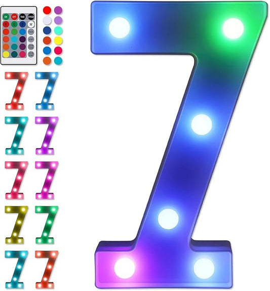 Foaky Colorful LED Number Lights with Remote, Light Up Number Sign for Night Light Wedding/Birthday Party Battery Powered Christmas Lamp Home Bar Decoration (7)-NeatNest