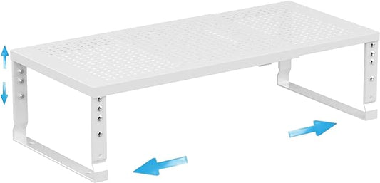 Expandable Spice Rack Kitchen Cabinet Shelf Organizer, Stackable Storage Shelves Racks, Adjustable Counter Shelving for Cabinets, Countertop, Cupboard,Pantry and More(1Pack/White/Medium)-NeatNest