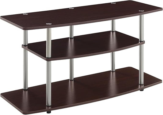 Convenience Concepts Designs2Go No Tools 3-Tier Wide TV Stand 42" - Entertainment Center for TVs up to 46 Inches, Modern TV Mount with Shelves for Living Room, Cherry-NeatNest