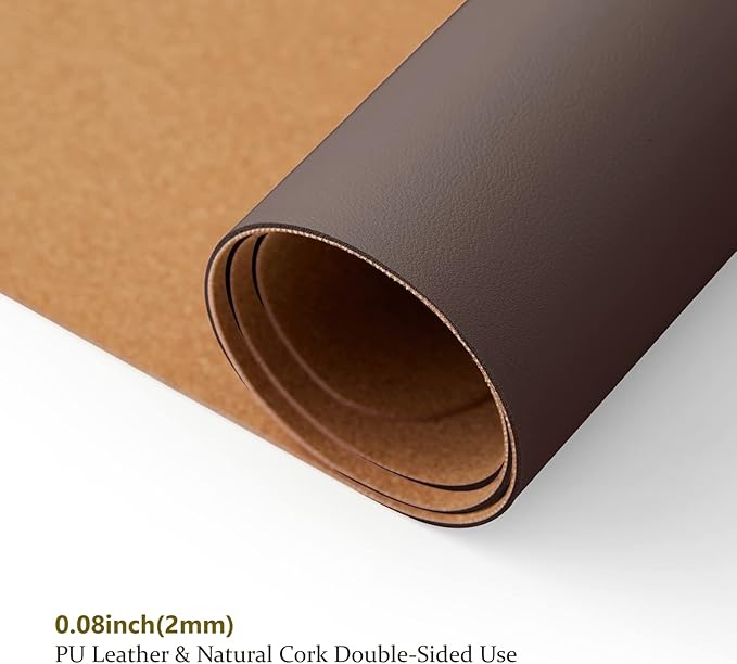 Cork Desk Mat - Dual-Sided Desk Pad for Office and Home - Desk Organization and Accessories - Ideal for Large Mouse Pad and Desk Mats on Top of Desks(Coffee,27.6"x 13.8")-NeatNest