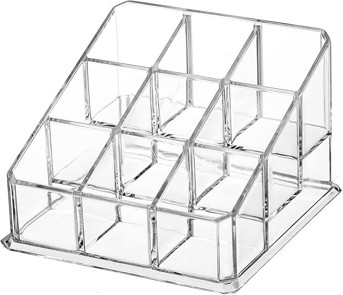 Foraineam 6 Pack Lipstick Holder Organizer, 9 Spaces Clear Lip Stick Storage Stand Container, Small Cosmetic Beauty Makeup Display Cases for Lipsticks, Lipgloss, Brushes, Bottles-NeatNest