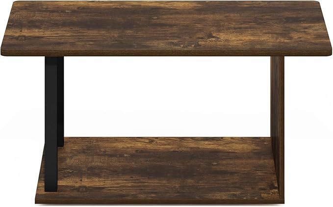 Furinno Basic Home Living Coffee Table, Amber Pine/Black-NeatNest
