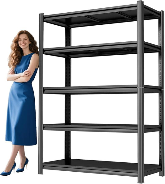 Garage Shelving 3500LBS Storage Shelves 5-Tier Adjustable Metal Shelving Units Garage Storage Shelves Heavy Duty for Industrial, Warehouse, Basement, Commercial, Black