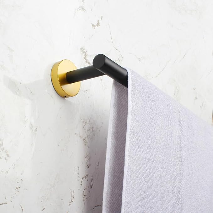 12-Inch Towel Bar Towel Rack Wall Mounted SUS 304 Stainless Steel Towel Rail Towel Rod for Bathroom Modern Style Black & Gold