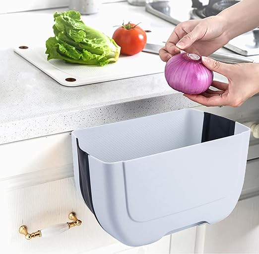 Hanging Folding Mini Trash Can for Kitchen Cabinet Door, Small Collapsible Garbage Bin Under Sink,Wall Mounted Folding Waste Bin- Mini Garbage Container for Cabinet/Bedroom/Bathroom (3L) (Black)-NeatNest
