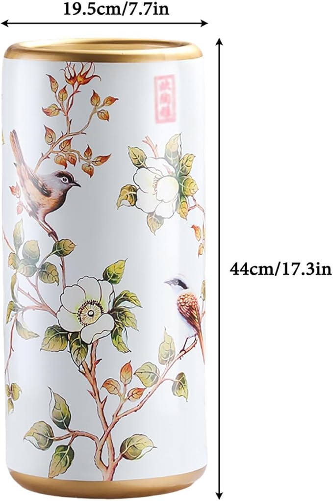Ceramic Umbrella Stand Living Room Floor-Standing Freestanding Cane Chinese Umbrella Stand Multifunctional Painted Porcelain Vintage Ceramics Flower Vases for Home Office Entrance Indoor(C)-NeatNest