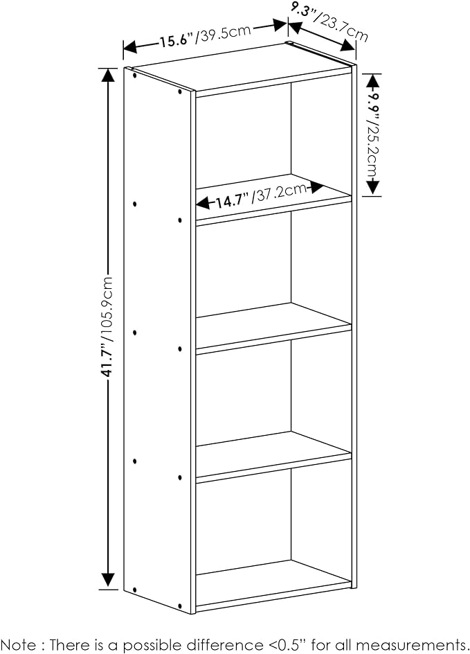 Furinno Luder Bookcase / Book / Storage, 4-Tier, Blackwood-NeatNest