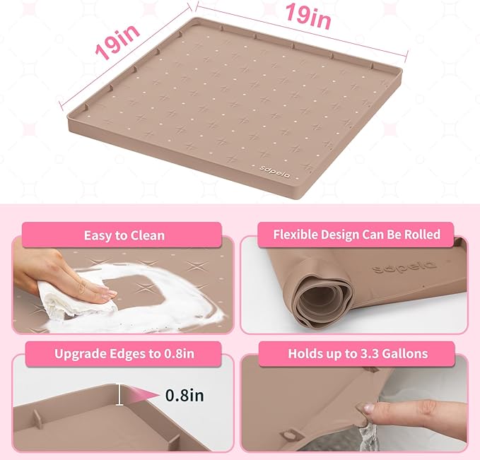 Sdpeia Under Sink Mat for [19" x 19"] Cabinet, Upgraded Silicone Waterproof Mat Kitchen Cabinet Liner Cabinet Protector Kitchen Organizers and Storage-NeatNest