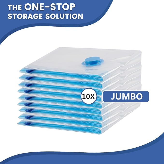 Vacuum Storage Bags, 10 Jumbo Space Saver Bags Compression for Comforters, Bedding and Blankets, Vacuum Sealed Bags Clothes Storage Travel Essentials-NeatNest