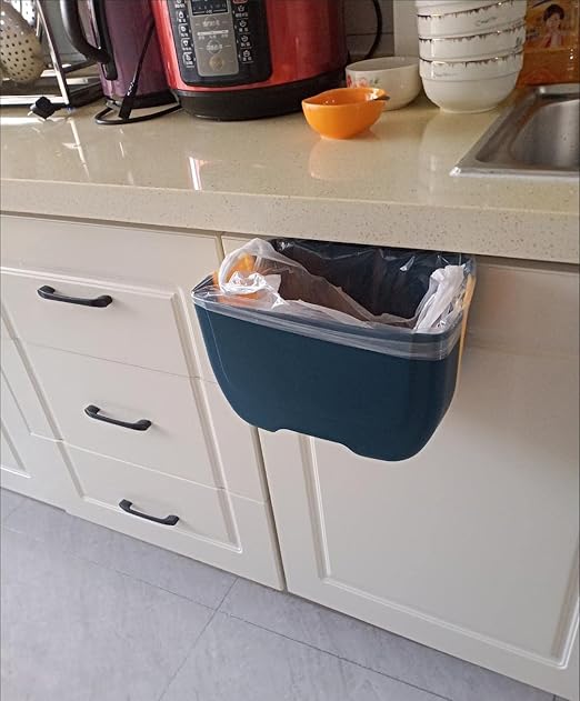 Hanging Folding Mini Trash Can for Kitchen Cabinet Door, Small Collapsible Garbage Bin Under Sink,Wall Mounted Folding Waste Bin- Mini Garbage Container for Cabinet/Bedroom/Bathroom (3L) (Black)-NeatNest