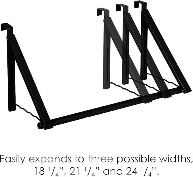 HOLDN’ STORAGE Over The Door Hanger - Foldable Rack Organizer for Hanging Clothes, Coats & Towels, Ideal for Dorm Rooms, Laundry, Bathrooms, Etc - Holds up to 35 LBs, Collapsible - Black (2 Pack)