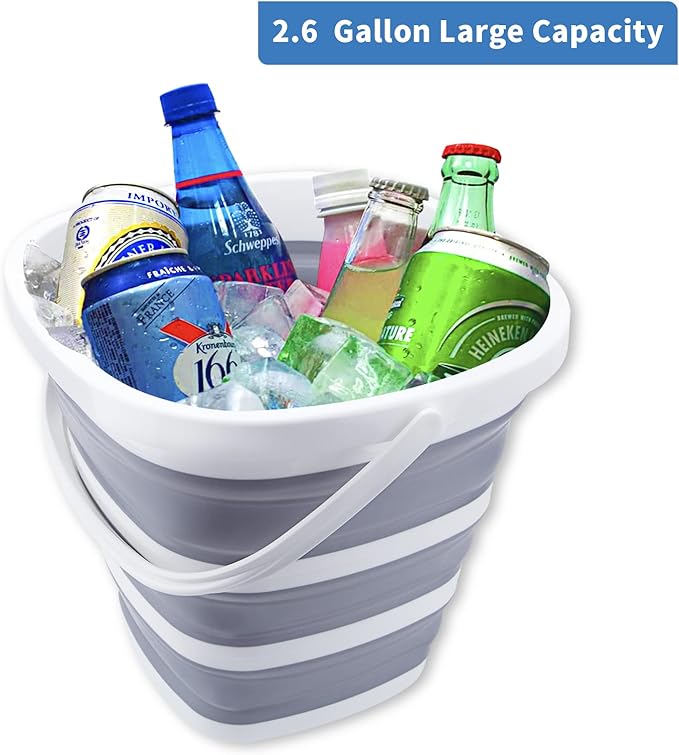 2 Pack Collapsible Buckets 10L 2.6 Gallon Cleaning Bucket Mop Bucket Folding Foldable Portable Small Plastic Water Supplies for Outdoor Garden Camping Fishing Car Wash Space Saving Square-NeatNest