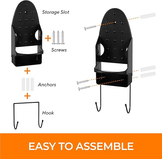Ironing Board Hanger, Wall Mounted Ironing Board Holder, Iron and Ironing Board Storage Organizer for Laundry Rooms, Suitable for Different Types of Ironing and Ironing Board, Heat Resistant, Black
