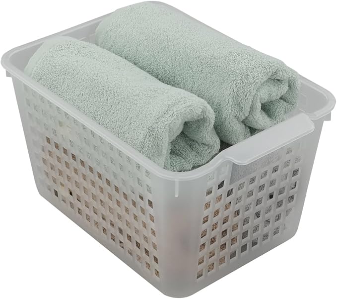 Clear Plastic Storage Bins/Basket Organizer for Home Bathroom Kitchen, 6-Pack-NeatNest