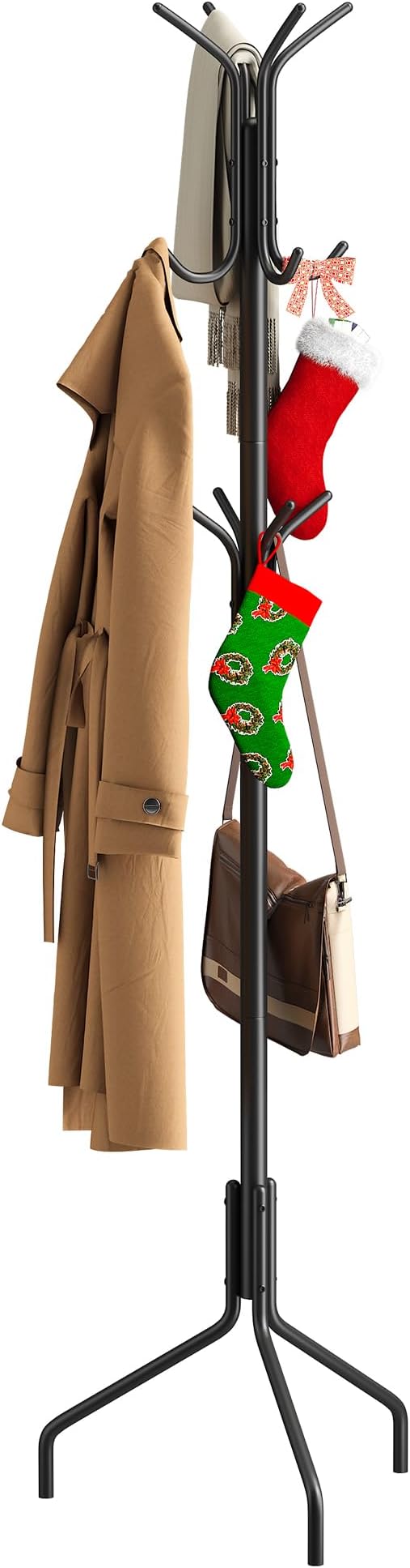 FILWH Coat Rack Freestanding Coat Tree Standing Coat and Hat Hanger Jacket Organizer Rack Metal,18.3" L x 18.3" W x 71.5" H, Black-NeatNest