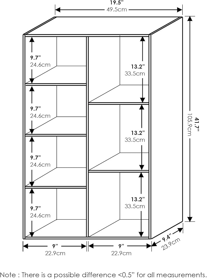 Furinno Luder Bookcase / Book / Storage , 7-Cube, White-NeatNest