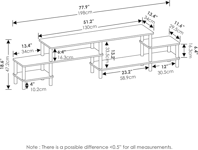 Furinno Besi No Tools Assembly Industrial Style TV Stand, Entertainment Center for 50 inch TV, Dark Oak-NeatNest