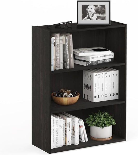 Furinno Pasir 3-Tier Open Shelf Bookcase, Blackwood