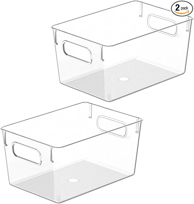 Clear Plastic Storage Bins, Pantry Organizers and Storage Containers Fridge Organizer Bins for Organizing Kitchen Cabinet Organizer Bin Bathroom Freezer Refrigerator Organization-NeatNest