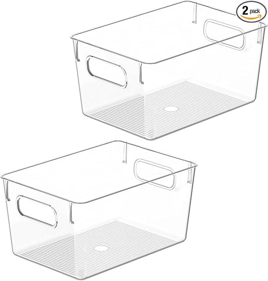 Clear Plastic Storage Bins, Pantry Organizers and Storage Containers Fridge Organizer Bins for Organizing Kitchen Cabinet Organizer Bin Bathroom Freezer Refrigerator Organization-NeatNest