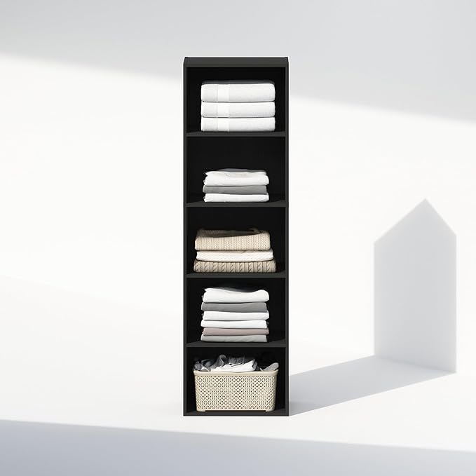 Furinno Reed 5-Tier Open Shelf Multipurpose Closet & Clothing Storage, Storage Organizer, Blackwood-NeatNest