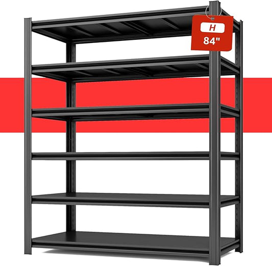 84" H x 55.12" W 6 Tier Metal Garage Storage Shelves, 3600 LBS Heavy Duty Adjustable Shelving Unit for Warehouse, Basement, Kitchen, Store Display, Flower Stand, Office, Classroom, 23.62" D-NeatNest