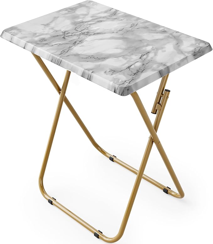 HUANUO Folding TV Tray Table -Stable Tray Table with No Assembly Required, TV Dinner Tray for Eating, Foldable Snack Tables for Bed & Sofa (Marbling)-NeatNest