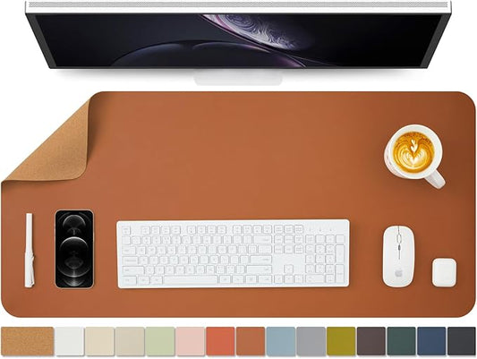 Cork Desk Mat - Dual-Sided Desk Pad for Office and Home - Desk Organization and Accessories - Ideal for Large Mouse Pad and Desk Mats on Top of Desks(Brown,36"x 17")-NeatNest