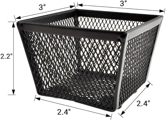 HAHIYO Stackable Paper Clip Mesh Holder cup 2.2" Height 2 Pack Black Sturdy PaperClip Holder Container for Desk Drawer Organizer Collection for Home Office School Soft Foam Feet No Sharp Edges-NeatNest