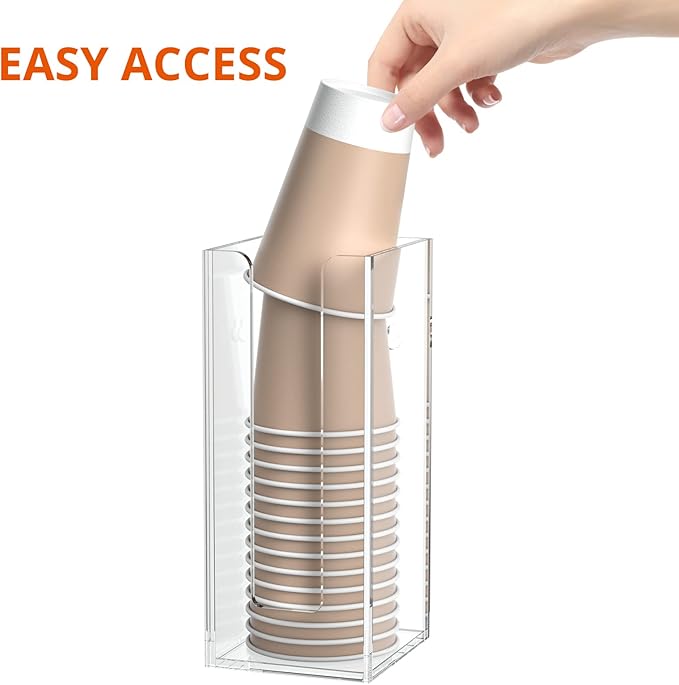 Richboom Acrylic Coffee Cup and Lid Storage Organizer Holder, 1 Compartment, Clear-NeatNest