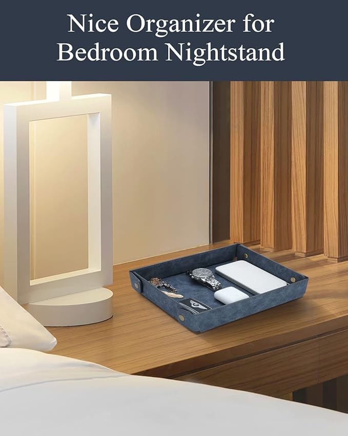 CASIRENA Father's Day Gifts Faux Leather Valet Tray Organizer for Men - Catch-All Tray for Entryway Table Key, Wallet, Watch, Coin Change, Phone, Dresser EDC Dump Jewelry, Bedside Nightstand Desk-top-NeatNest