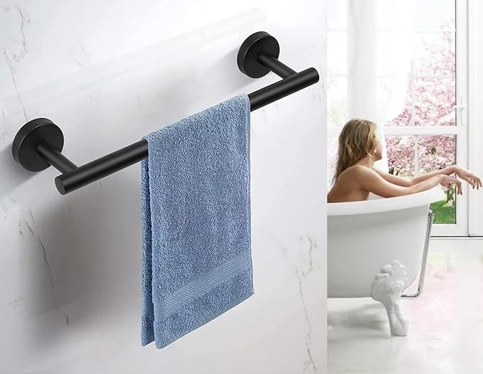 16 Inch Towel Bar for Bathroom 9/12/16/24/28/33 Inch Kitchen Hand Towel Holder Matted Black SUS304 Stainless Steel RUSTPROOF Wall Mount Towel Rod (1, Matted Black, 16 Inch)