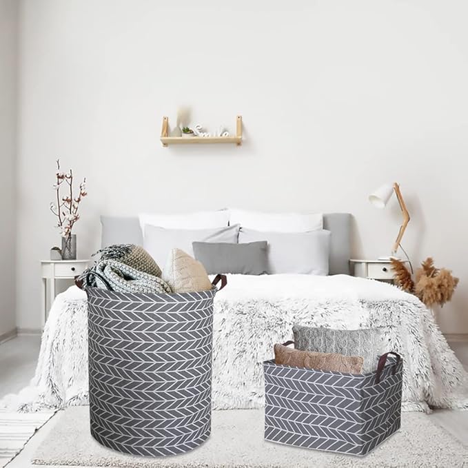 CLOCOR Rectangular Storage Basket,Collapsible Cute Pattern Storage Bin,Waterproof Coating Storage Box with Handles for Home Organization,Shelf Basket (Arrow)-NeatNest