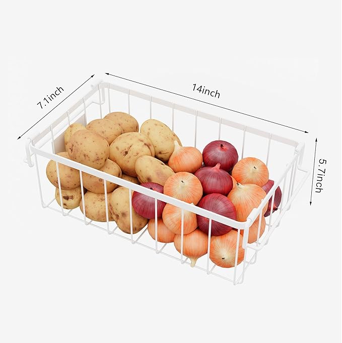 Freezer Storage Organize Baskets - 6 Pack Stackable Deep Freezer Organizer Bins for Most 7 Cu.FT Chest Freezer with Handles, Sturdy but Light, Metal Coated, Add Space, Easy to Reach